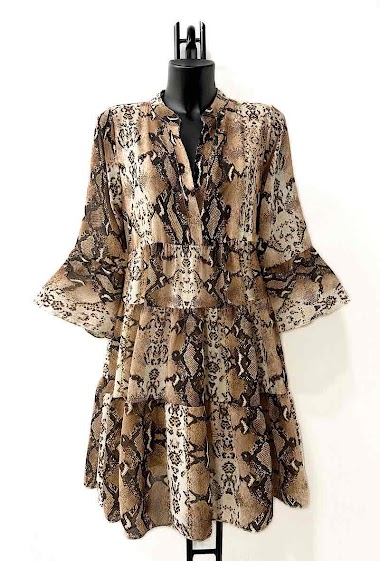 Wholesaler Elle Style - BELLA dress, very fluid with viscose lining, romantic print , chic and trendy
