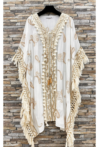 Wholesaler Elle Style - BELY fluid viscose dress with lining, gold embroidery, bohemian chic