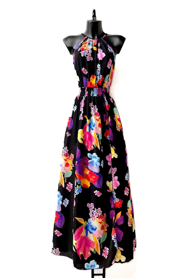 Wholesaler Elle Style - CARINA dress, very fluid, printed with front slit, romantic, chic and trendy