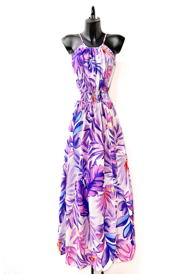 Wholesaler Elle Style - CARINA dress, very fluid, printed with front slit, romantic, chic and trendy