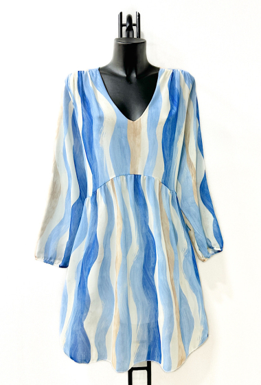 Mayorista Elle Style - CLEMENCE Printed dress, very fluid on the back, casual, with long sleeves