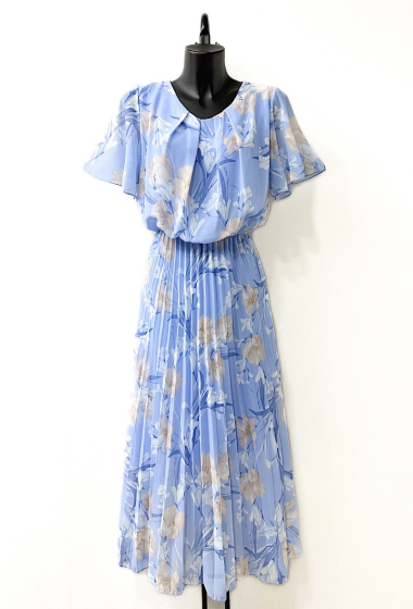 Großhändler Elle Style - DEBIE printed pleated dress. fluid with viscose lining