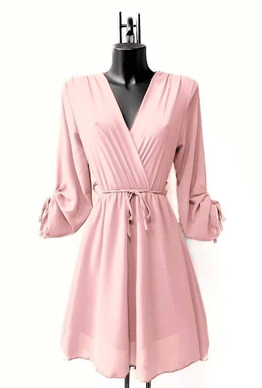 Wholesaler Elle Style - DIANEA crossover dress with long sleeves, with lining.