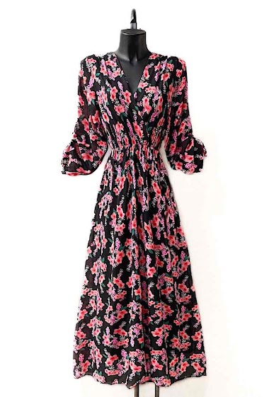 Wholesaler Elle Style - DIARA crossover dress with long sleeves. with lining