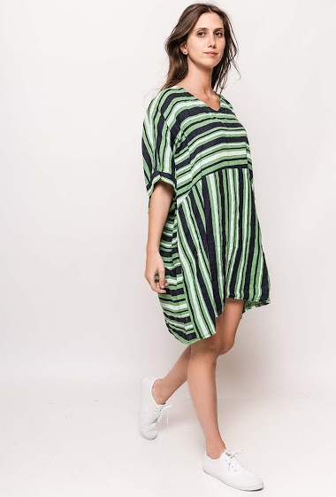 Wholesaler Elle Style - Linen striped dress