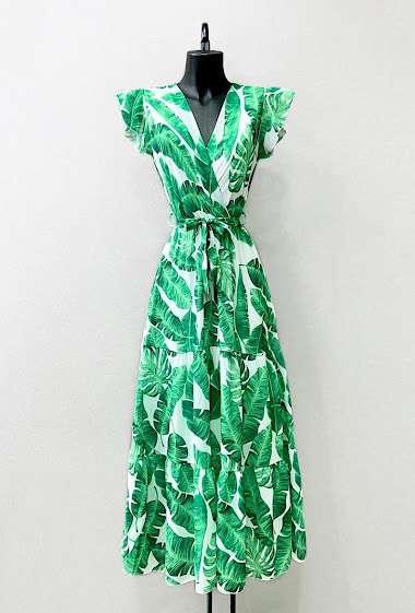 Wholesalers Elle Style - ENOLA wrap ruffled dress. printed with lining.