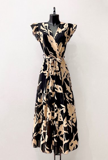 Wholesalers Elle Style - ENOLA wrap ruffled dress . printed. with lining.