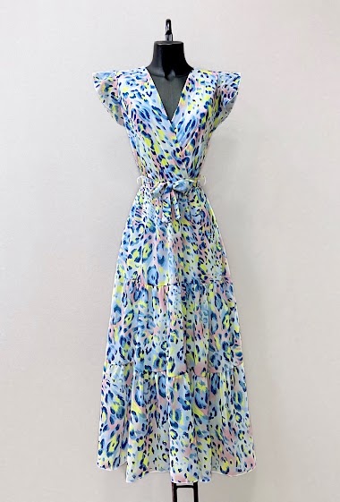 Wholesalers Elle Style - ENOLA wrap ruffled dress, printed with lining.