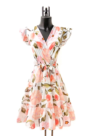 Großhändler Elle Style - ENOLIE wrap ruffled dress , printed, with lining.