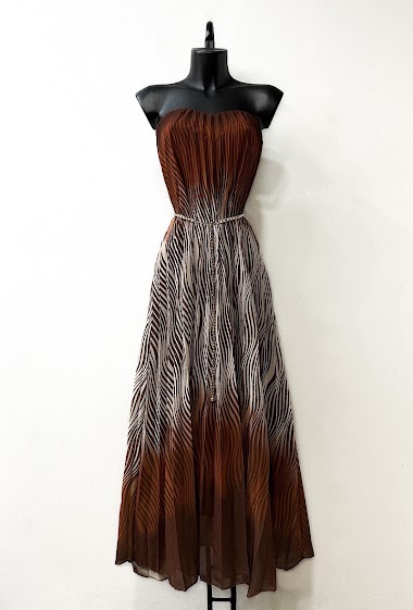 Grossiste Elle Style - Robe JULIE bustier plissée avec ceinture et doublure viscose