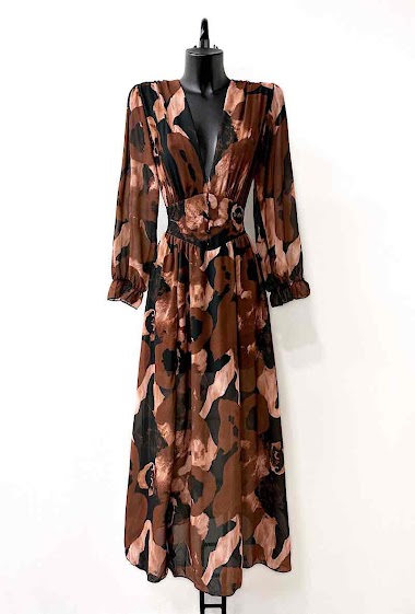 Mayorista Elle Style - JULIETTA printed dress, long sleeves, buttons and viscose lining with slit