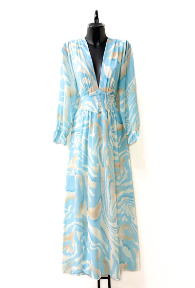 Großhändler Elle Style - JULIETTA printed dress, long sleeves, buttons and viscose lining with slit