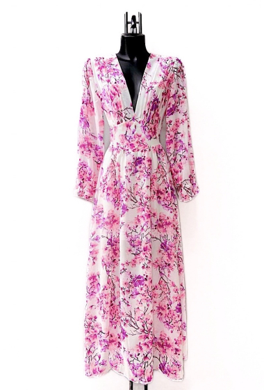 Großhändler Elle Style - JULIETTA-Kleid, lange Ärmel, Knöpfe und Viskosefutter mit Schlitz