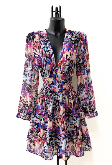 Mayorista Elle Style - JULIETTE Printed dress, casual, with long sleeves, buttons and viscose lining.