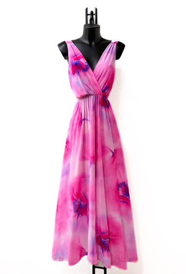 Großhändler Elle Style - Fließend bedrucktes KRISTY-Kleid mit Viskosefutter
