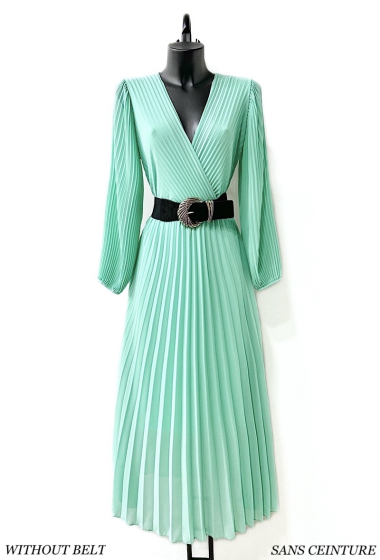 Großhändler Elle Style - LALISA-Kleid, komplett plissiert vorne und hinten; Faltenärmel, Viskose