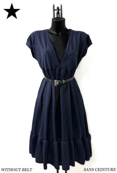 Wholesaler Elle Style - Fluid and romantic LEALA dress with faux linen effect