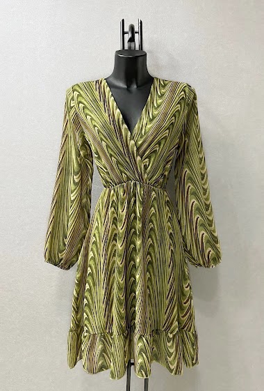 Wholesaler Elle Style - LINA Printed dress, casual, with long sleeves and viscose lining.