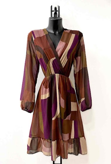 Mayorista Elle Style - LINA Printed dress, casual, with long sleeves and viscose lining.