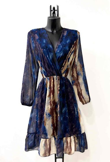 Mayorista Elle Style - LINA Printed dress, casual, with long sleeves and viscose lining.