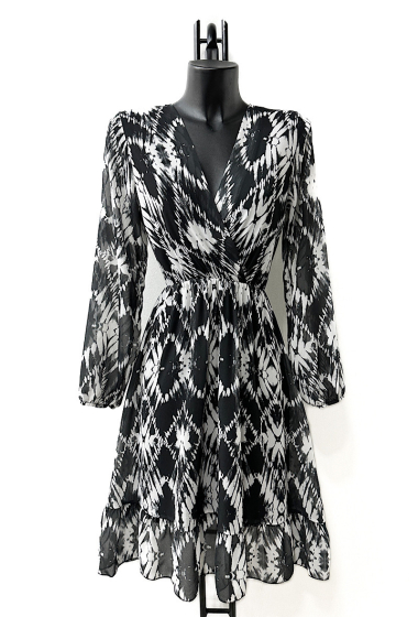 Großhändler Elle Style - LINA Printed dress, casual, with long sleeves and viscose lining.