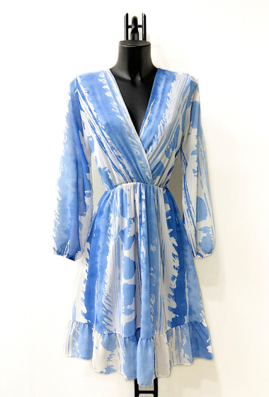 Großhändler Elle Style - LINA Printed dress, casual, with long sleeves and viscose lining.