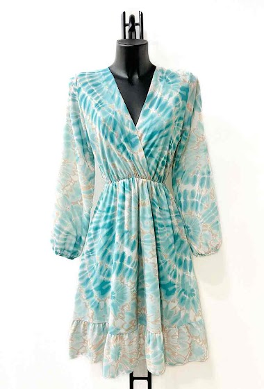 Wholesaler Elle Style - LINA Printed dress, casual, with long sleeves and viscose lining.
