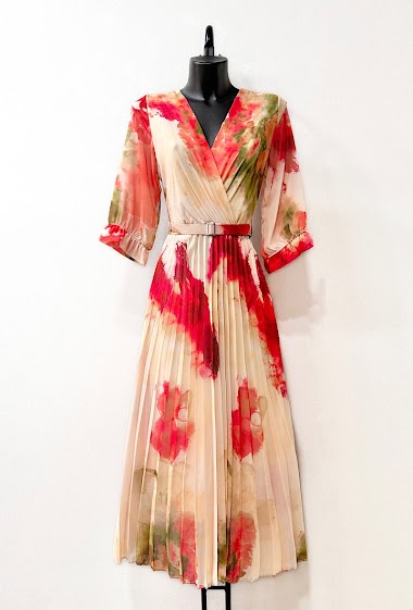 Mayoristas Elle Style - LISA pleated dress with handmade belt