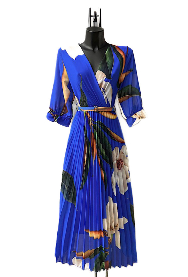 Mayorista Elle Style - LISA pleated dress with handmade belt