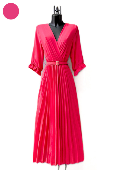 Wholesaler Elle Style - LISA pleated dress with handmade belt