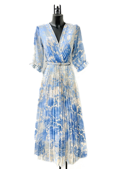 Großhändler Elle Style - Plissiertes LISA-Kleid mit handgefertigtem Gürtel