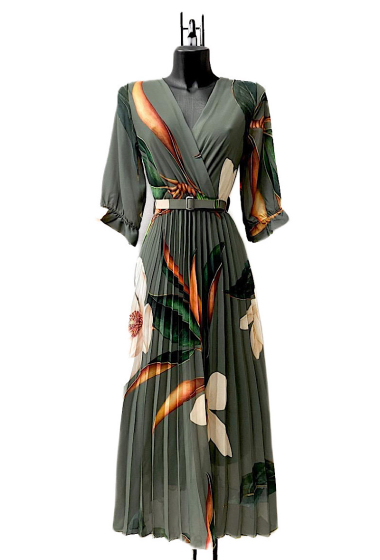 Großhändler Elle Style - LISA pleated dress with handmade belt