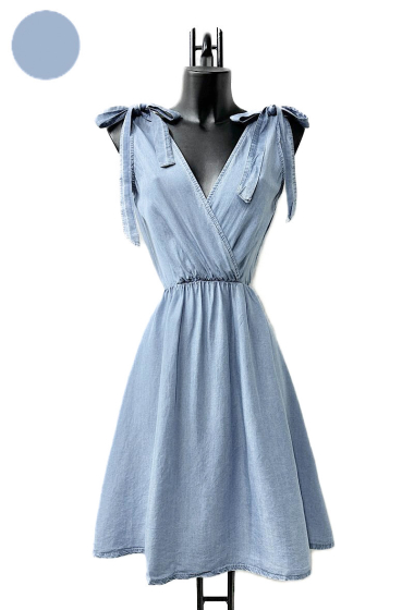 Großhändler Elle Style - LYO-Crossover-Kleid aus fließendem Lyocell mit Denim-Effekt