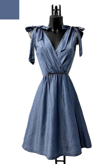 Großhändler Elle Style - LYO-Crossover-Kleid aus fließendem Lyocell mit Denim-Effekt