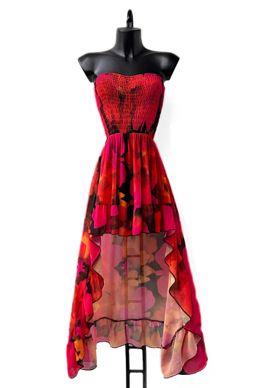 Großhändler Elle Style - MADY-Kleid, bedruckt, gesmoktes Bustier mit Viskosefutter, fließend