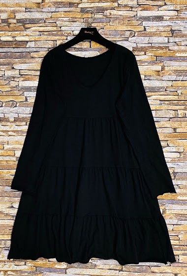 Wholesaler Elle Style - LONG SLEEVES DRESS DECONTRACTED, VERY FLUID IN COTTON.