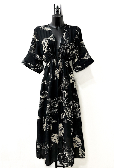 Großhändler Elle Style - Fließendes, schickes und romantisches Kleid MARIA mit Schlitz vorne.