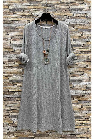 Wholesaler Elle Style - ESTELLE sweater dress, soft and pleasant to wear with necklace