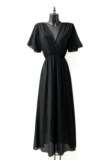 Fashion Solid Long Sleeves V-neck Sheath Asymmetrical Party Elegant Dresses  Black M 