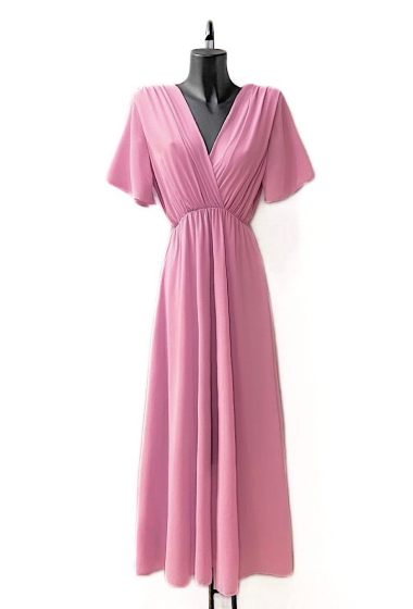 Großhändler Elle Style - Sehr fließendes, trendiges und elegantes romantisches ROSY-Kleid mit Viskosefutter