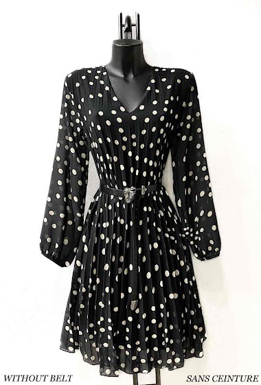 Mayorista Elle Style - SANIA pleated dress, printed, very fluid with viscose lining