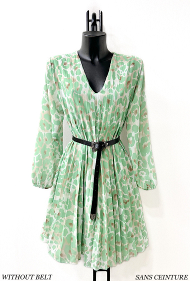 Großhändler Elle Style - SANIA pleated dress, printed, very fluid with viscose lining