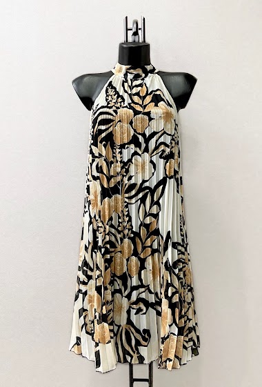 SELENA pleated dress, romantic print, withe viscone lining chic and trendy