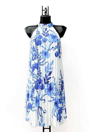 Wholesaler Elle Style - SELENA pleated dress, romantic print, withe viscone lining chic and trendy