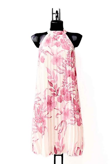 Großhändler Elle Style - SELENA pleated dress, romantic print, withe viscone lining chic and trendy