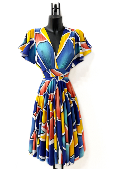 Wholesaler Elle Style - SHITEUGI printed dress, fluid in pitch.