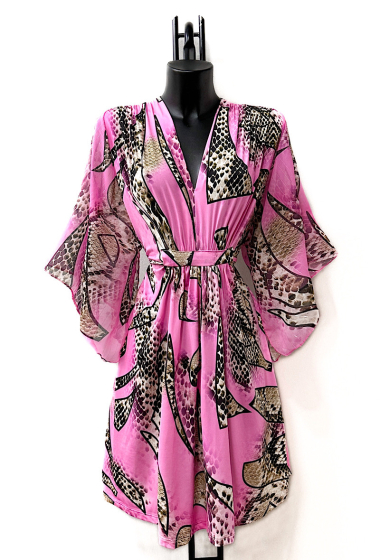 Großhändler Elle Style - Fließendes, bedrucktes TAYLOR-Kleid mit romantischen Ärmeln