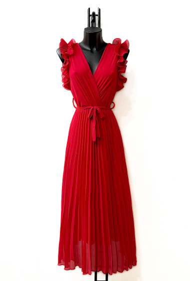 Großhändler Elle Style - Schlichtes VICTORIA-Kleid mit plissierten, gerafften Ärmeln.