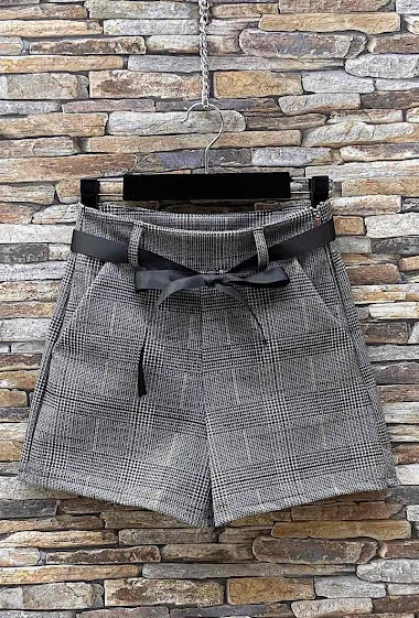 Grossiste Elle Style - Short DAVY ceinture noeud molletonné Aspect Flanelle de laine épaisse