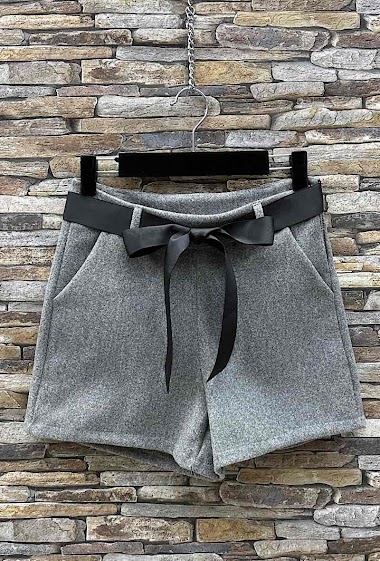 Grossiste Elle Style - Short REINA ceinture noeud molletonné Aspect Flanelle de laine épaisse